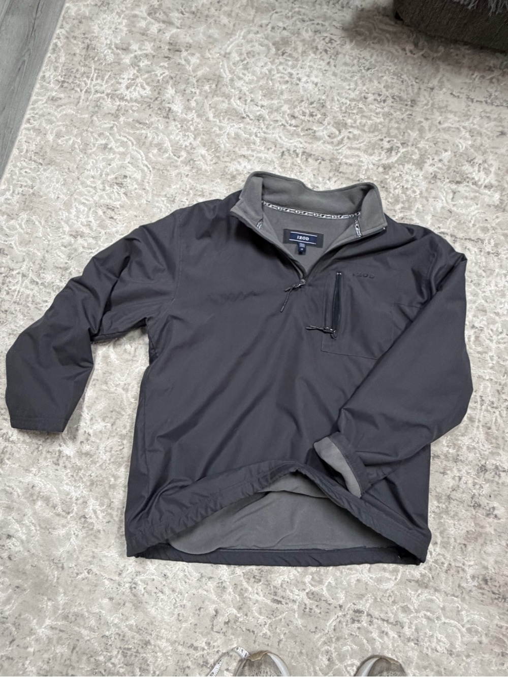 Izod Men’s Charcoal Gray Lightweight Quarter-Zip Shirt Jacket